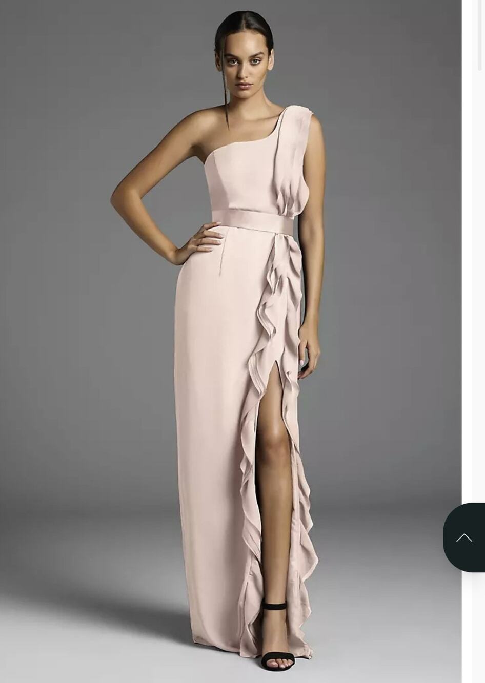 White by Vera Wang Ruffle Pink Gown Dress One Shoulder Size 14